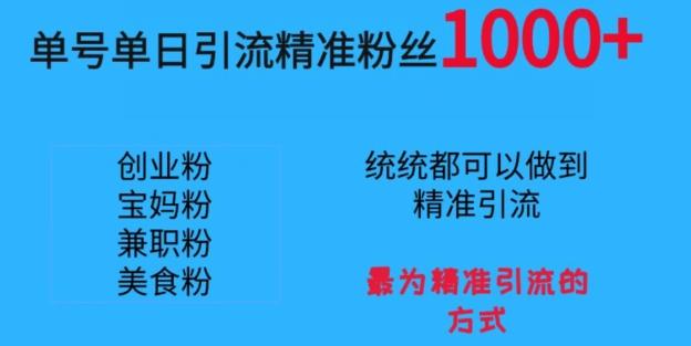 单号单日引流精准粉丝1000+，最为精准引流的方式-星火轻创