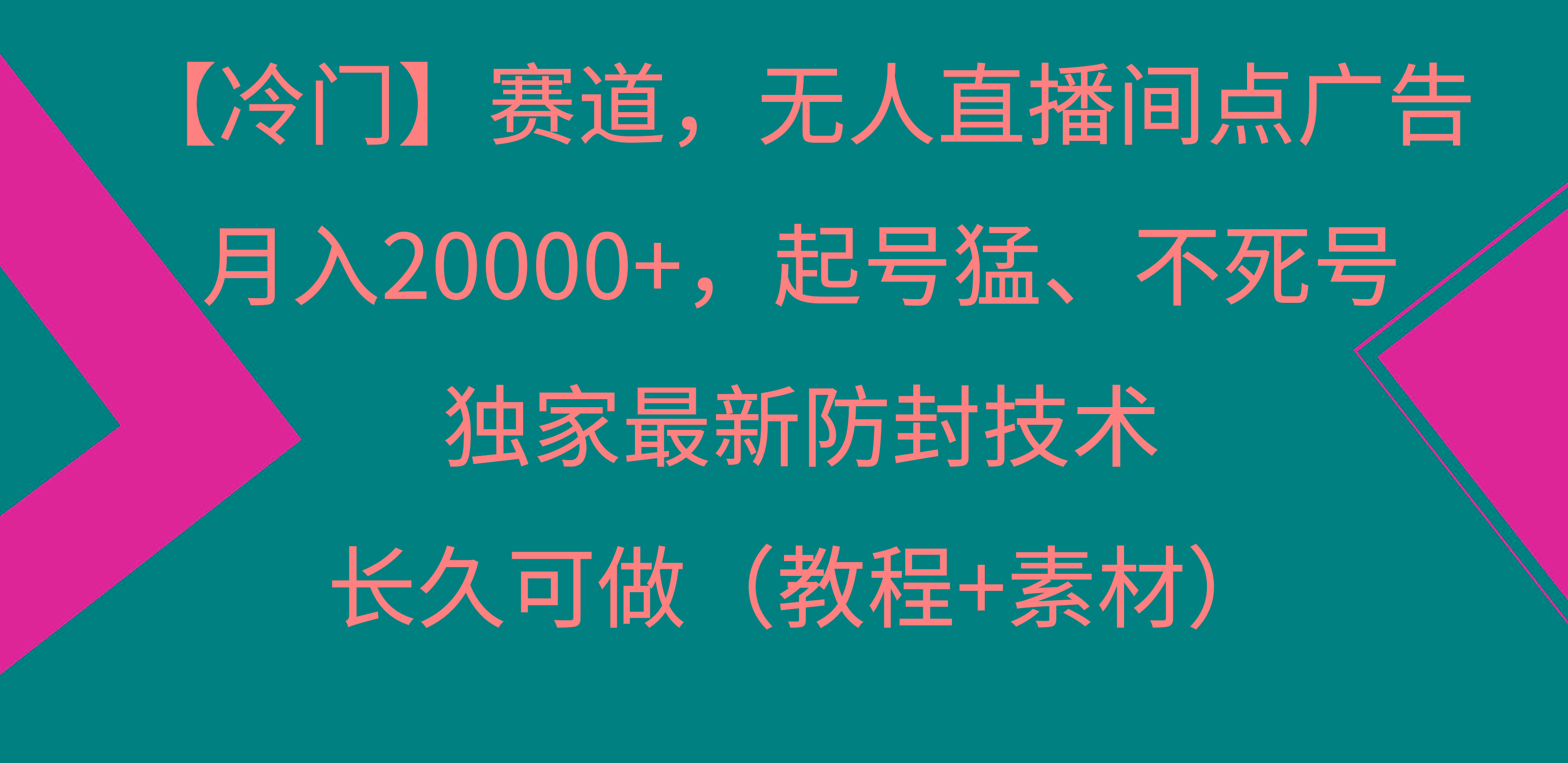 【冷门】赛道，无人直播间点广告，月入20000+，起号猛、不死号，独家最…-星火轻创