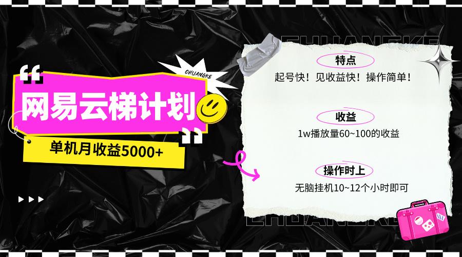(10063期)最新网易云梯计划网页版，单机月收益5000+！可放大操作-星火轻创