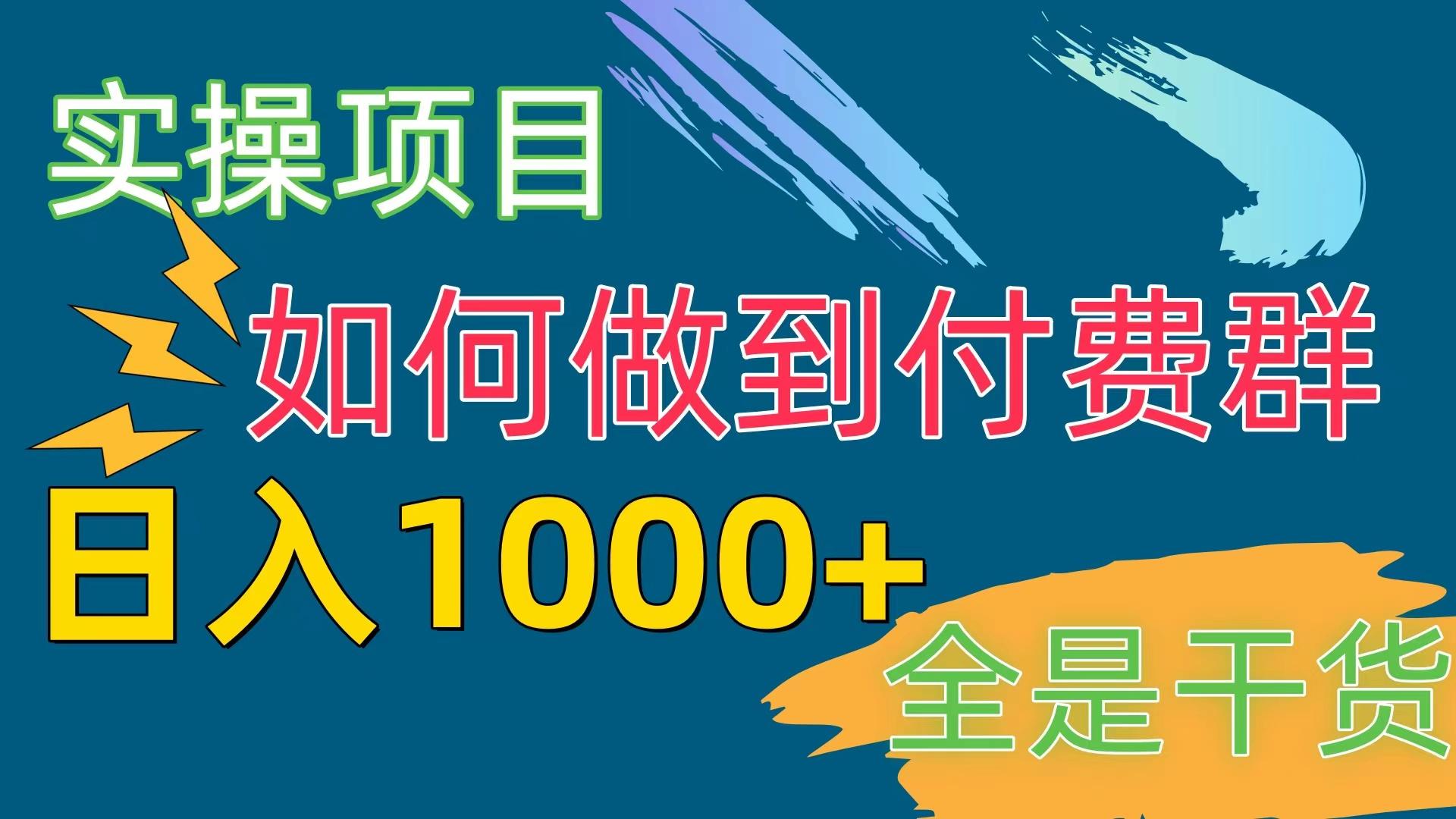 [实操项目]付费群赛道，日入1000+-星火轻创