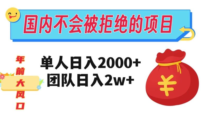 在国内不怕被拒绝的项目，单人日入2000，团队日入20000+【揭秘】-星火轻创