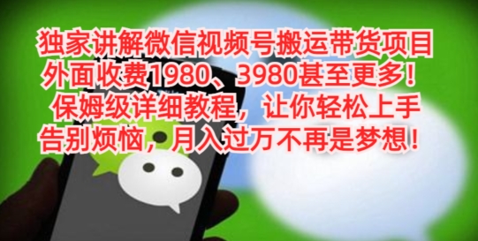 独家讲解微信视频号搬运带货项目，保姆级详细教程-星火轻创