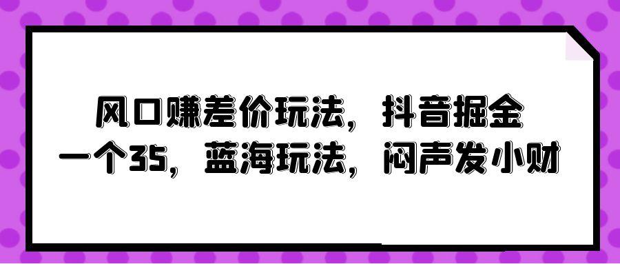(10022期)风口赚差价玩法，抖音掘金，一个35，蓝海玩法，闷声发小财-星火轻创