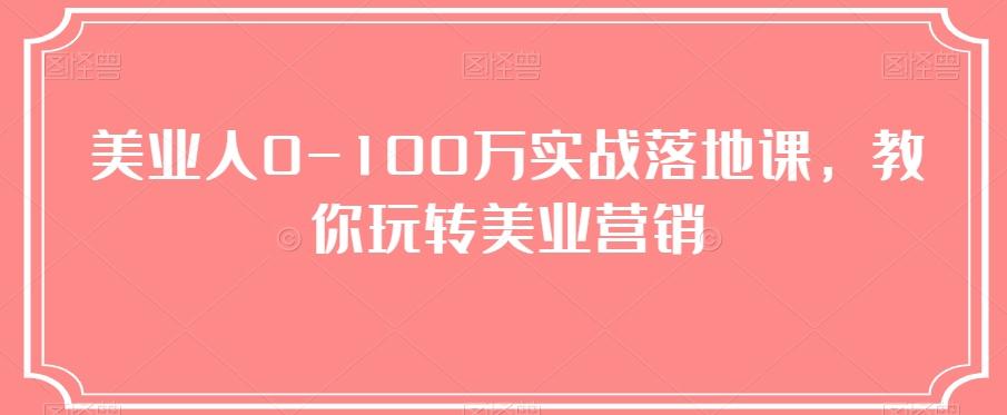 美业人0-100万实战落地课，教你玩转美业营销-星火轻创
