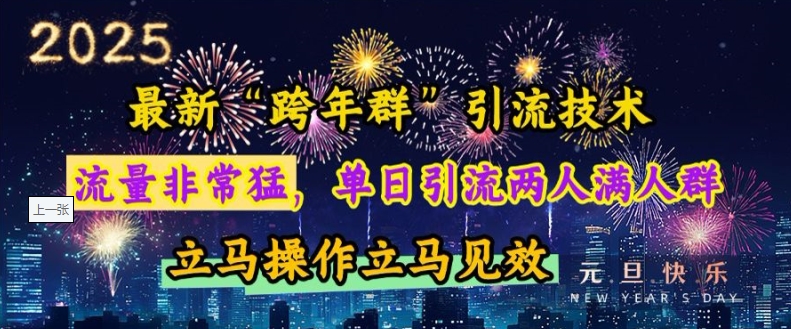 最新“跨年群”引流，流量非常猛，单日引流两人满人群，立马操作立马见效【揭秘】-星火轻创