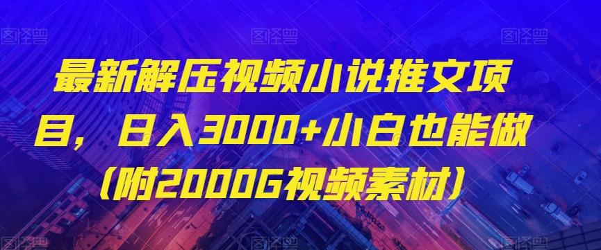 最新解压视频小说推文项目，日入3000+小白也能做（附2000G视频素材）【揭秘】-星火轻创
