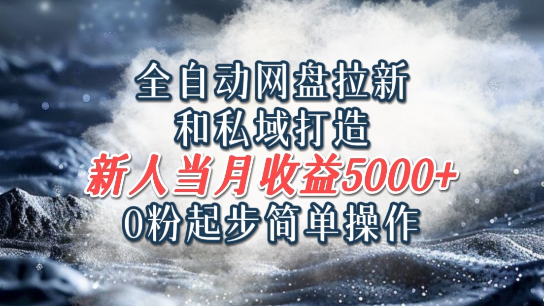 全自动网盘拉新和私域打造，0粉起步简单操作，新人入门当月收益5000以上-星火轻创