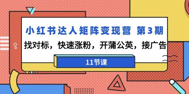 小红书达人矩阵变现营 第3期，找对标，快速涨粉，开蒲公英，接广告-11节课-星火轻创
