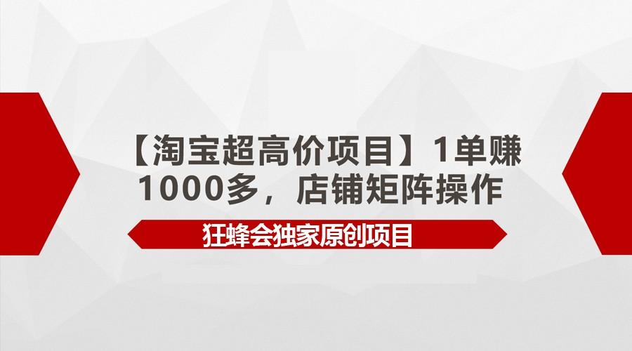 【淘宝超高价项目】1单赚1000多，店铺矩阵操作-星火轻创