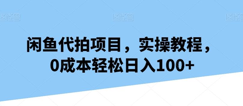 闲鱼代拍项目，实操教程，0成本轻松日入100+-星火轻创