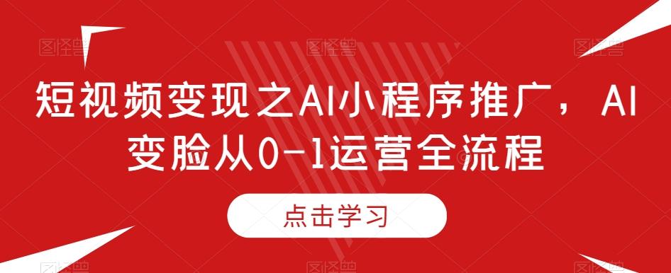 短视频变现之AI小程序推广，AI变脸从0-1运营全流程-星火轻创