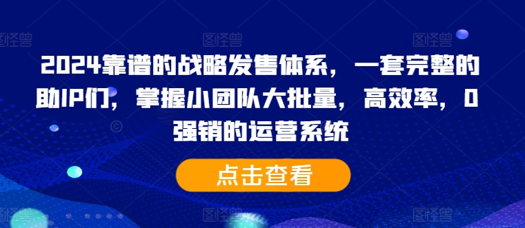2024靠谱的战略发售体系，一套完整的助IP们，掌握小团队大批量，高效率，0 强销的运营系统-星火轻创