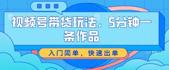 视频号带货玩法，5分钟一条作品，入门简单，快速出单【揭秘】-星火轻创