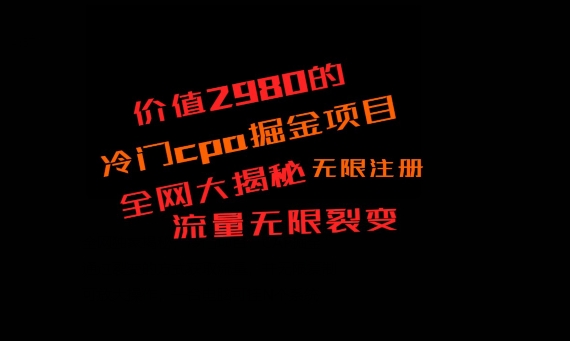 价值2980的CPA掘金项目大揭秘，号称当天收益200+，不见收益包赔双倍-星火轻创