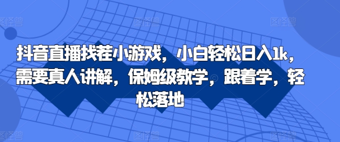 抖音直播找茬小游戏，小白轻松日入1k，需要真人讲解，保姆级教学，跟着学，轻松落地【揭秘】-星火轻创
