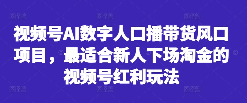 视频号AI数字人口播带货风口项目，最适合新人下场淘金的视频号红利玩法-星火轻创
