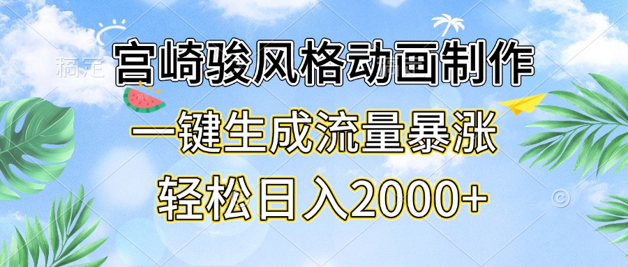宫崎骏风格动画制作，一键生成流量暴涨，轻松日入2000+-星火轻创