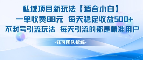 私域项目新玩法【适合小白】 一单收费88.每天稳定收益几张-星火轻创