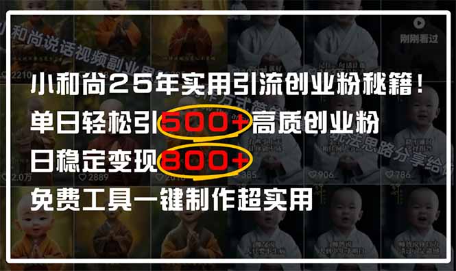 小和尚2025年实用引流秘籍！单日轻松引500+高质量创业粉，日变现800+，...-星火轻创