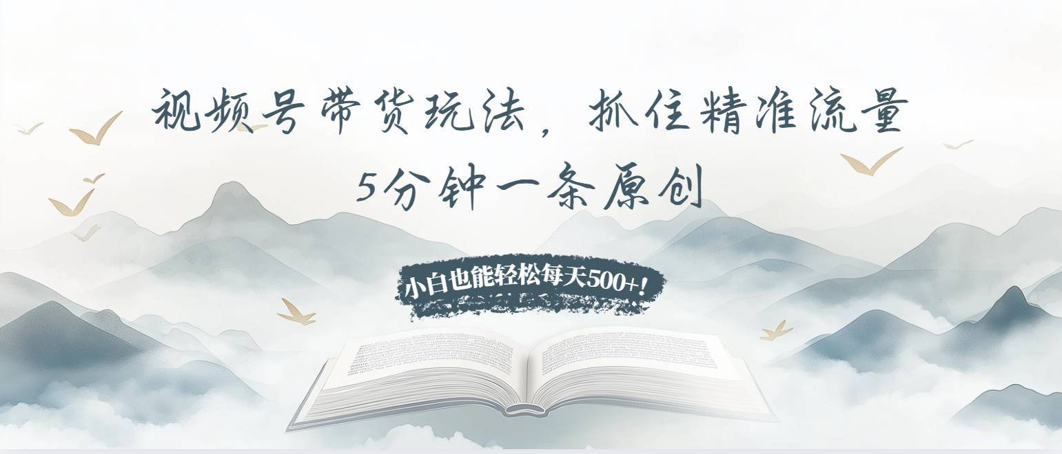 视频号带货玩法，抓住精准流量，5分钟一条原创，小白也能轻松每天500+！-星火轻创