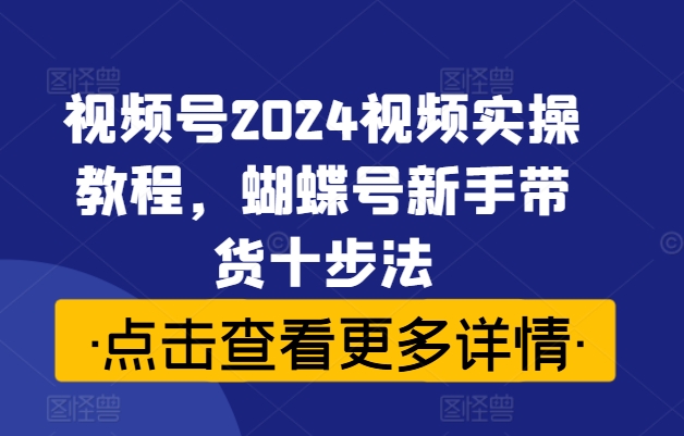 视频号2024视频实操教程，蝴蝶号新手带货十步法-星火轻创