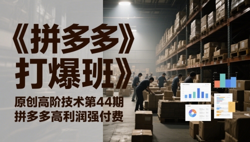 《拼多多打爆班》原创高阶技术第44期，拼多多高利润强付费-星火轻创