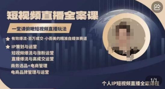 高品质IP短视频直播全案课程，一堂课俯瞰短视频直播玩法-星火轻创