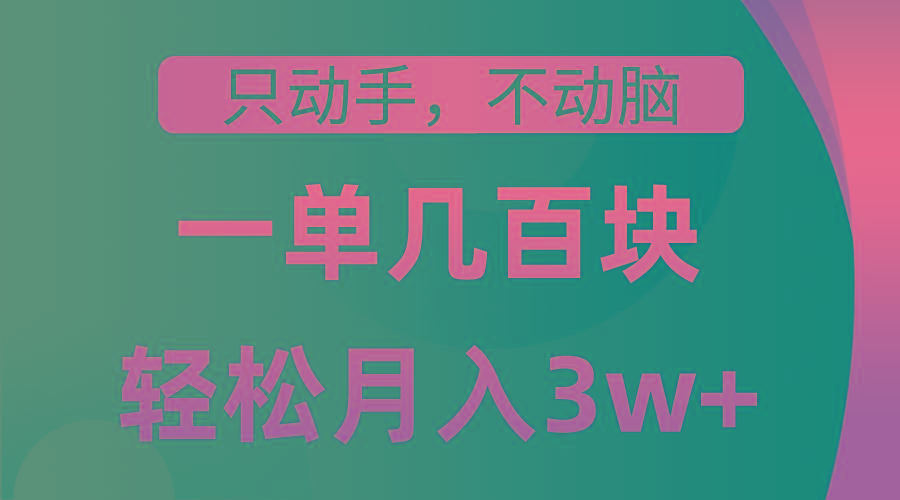 只动手不动脑，一单几百块，轻松月入3w+，看完就能直接操作，详细教程-星火轻创