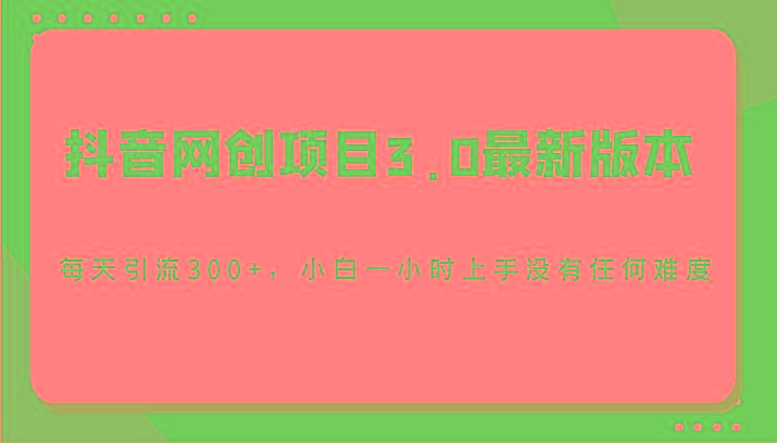 抖音网创项目3.0最新版本,每天引流300+,小白一小时上手没有任何难度-星火轻创