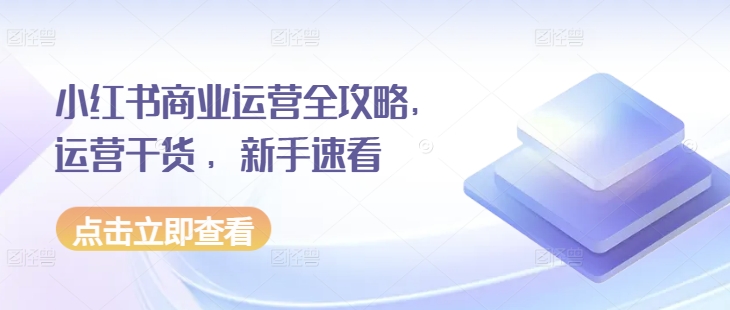 小红书商业运营全攻略,运营干货 ,新手速看