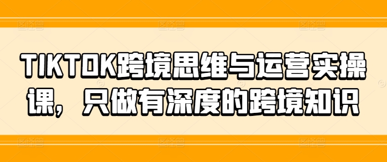 TIKTOK跨境思维与运营实操课，只做有深度的跨境知识-星火轻创
