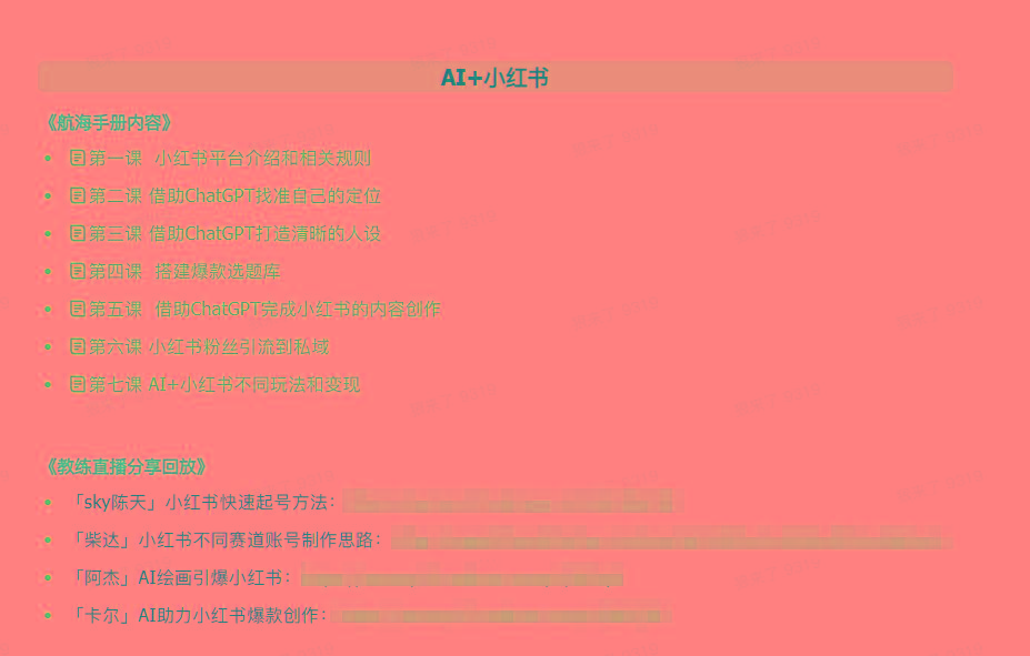 图片[2]-(9351期)AI破局手册+教练分享合集：AI提示词/AI+小红书 /AI+公众号/AI+绘画/AI编程-星火轻创