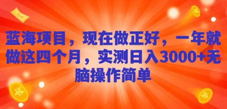 蓝海项目，现在做正好，一年就做这4个月，实测日入3000+，无脑简单操作-星火轻创