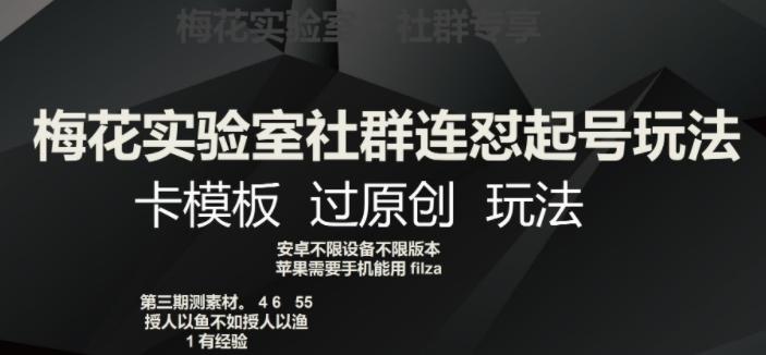 梅花实验室社群连怼起号玩法，卡模板过原创玩法【揭秘】-星火轻创