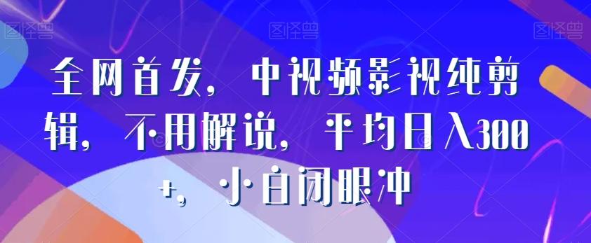 全网首发，中视频影视纯剪辑，不用解说，平均日入300+，小白闭眼冲-星火轻创