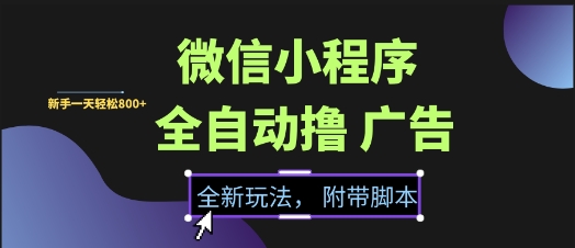 微信小程序全自动撸广告项目，彻底解决没流量的问题，新手一天8张+【揭秘】-星火轻创