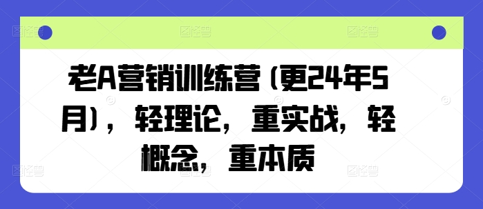 老A营销训练营(更25年6月)，轻理论，重实战，轻概念，重本质-星火轻创