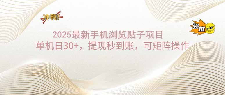 2025手机浏览帖子单机日30+，提现秒到账，可矩阵操作-星火轻创