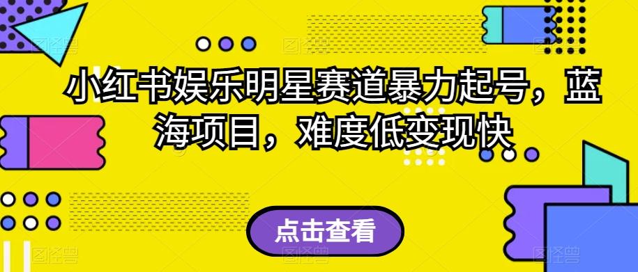 小红书娱乐明星赛道暴力起号，蓝海项目，难度低变现快【揭秘】-星火轻创