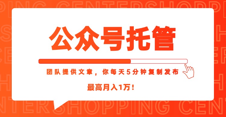 【公众号托管 】我提供文章，你每天５分钟复制发布，最高月入1W-星火轻创