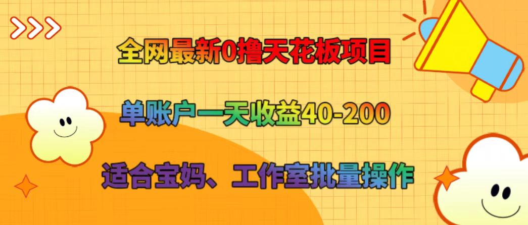 全网最新0撸天花板项目 单账户一天收益40-200 适合宝妈、工作室批量操作-星火轻创