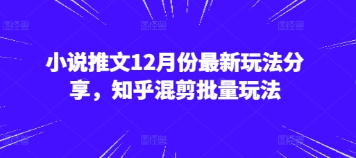 小说推文12月份最新玩法分享，知乎混剪批量玩法-星火轻创