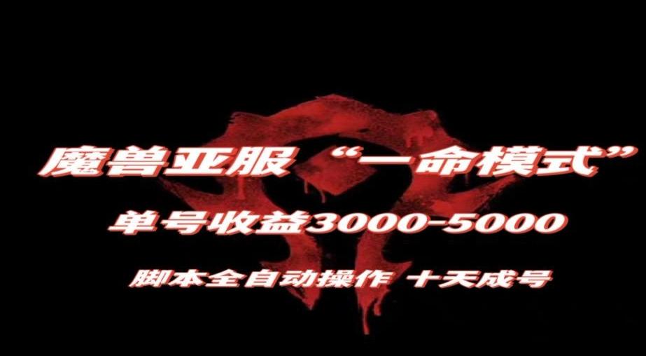 魔兽亚服一命模式，10天成号-单号3千-5千，脚本全自动操作，保姆级教学【揭秘】-星火轻创