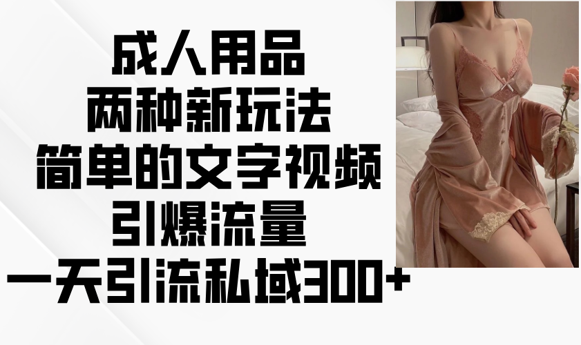 成人用品两种新玩法，简单的文字视频引爆流量，一天引流私域300+-星火轻创