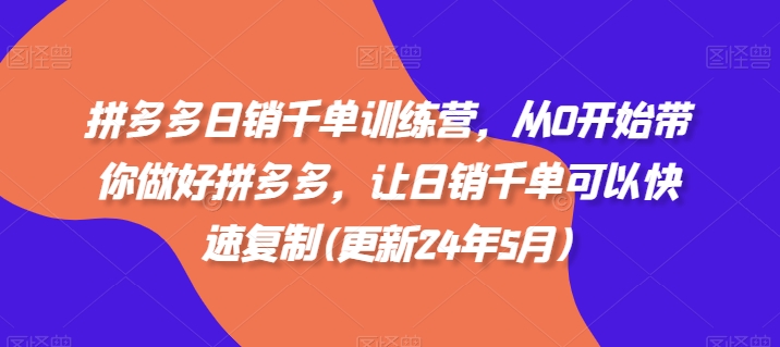 拼多多日销千单训练营，从0开始带你做好拼多多，让日销千单可以快速复制(更新25年2月)-星火轻创