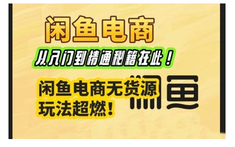 闲鱼电商实战课，从入门到精通秘籍在此，闲鱼电商无货源玩法超燃!-星火轻创