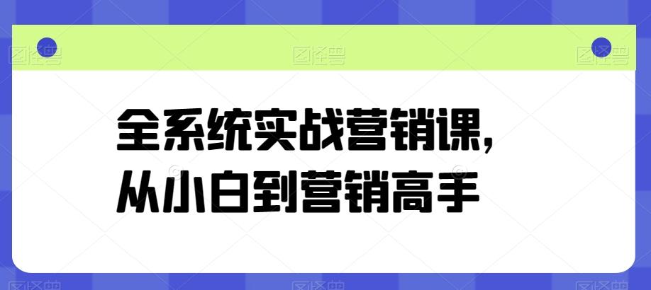 全系统实战营销课，从小白到营销高手-星火轻创