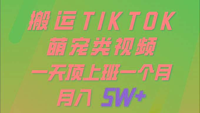 (9931期)一键搬运TIKTOK萌宠类视频 一部手机即可操作 所有平台均可发布 轻松月入5W+-星火轻创