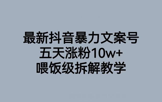 最新抖音暴力文案号，五天涨粉10w+，喂饭级拆解教学-星火轻创