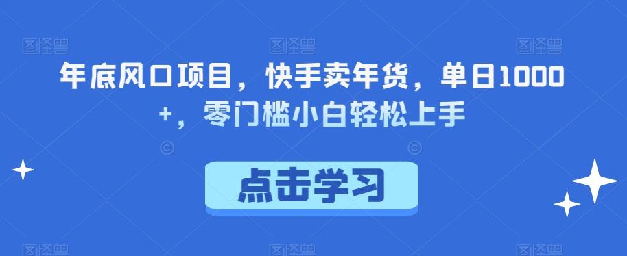 年底风口项目，快手卖年货，单日1000+，零门槛小白轻松上手-星火轻创